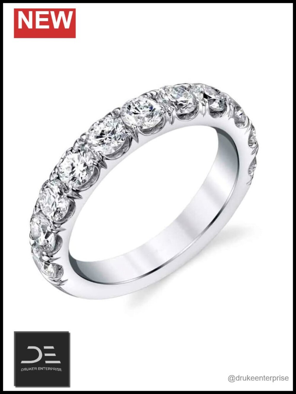 2 Carat Round Moissanite Wedding Band Platinum Plated Silver Ring Women's Size